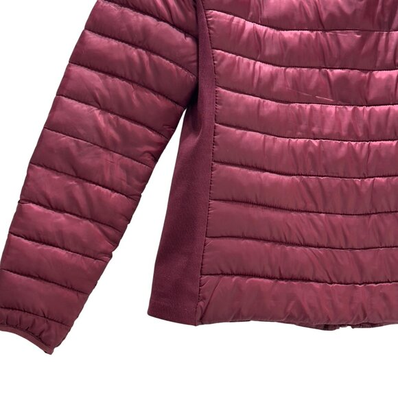 Ci Sono Womens Quilted Puffer Jacket Burgundy Full-Zip Long Sleeve Size Large - Picture 5 of 8